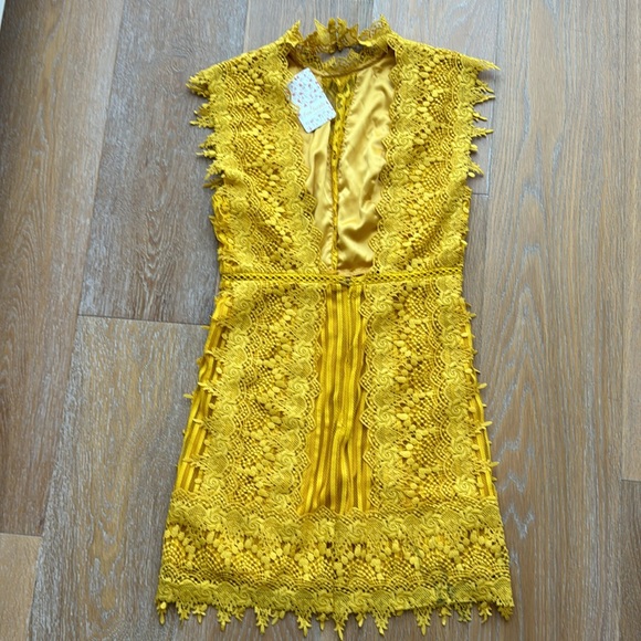 Free People Honey Mini lace dress in Marigold - Picture 4 of 12